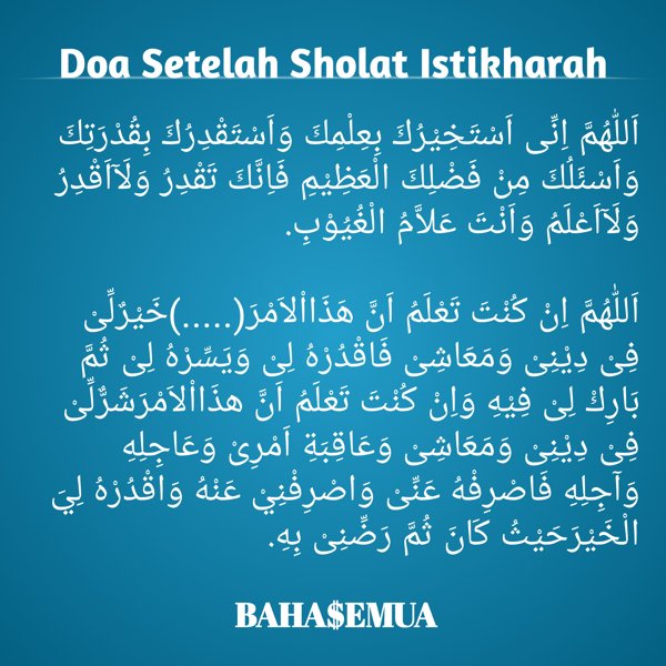 Doa Setelah Shalat Istikharah